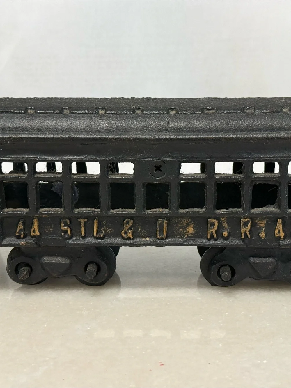 Vintage Cast Iron Train Car - Black with Gold Lettering